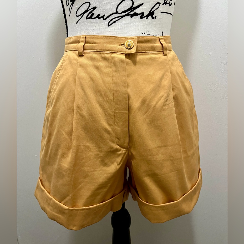 Vtg Escada By Margaretha Ley Pleated High Rise Shorts Sz 36 100% Cotton